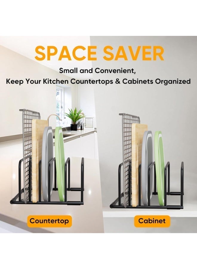 حامل تنظيم لوحات القطع المعدنية - حامل أسود للوحات القطع ورقائق الخبز وتخزين أدوات الخبز على سطح المطبخ - Image 2